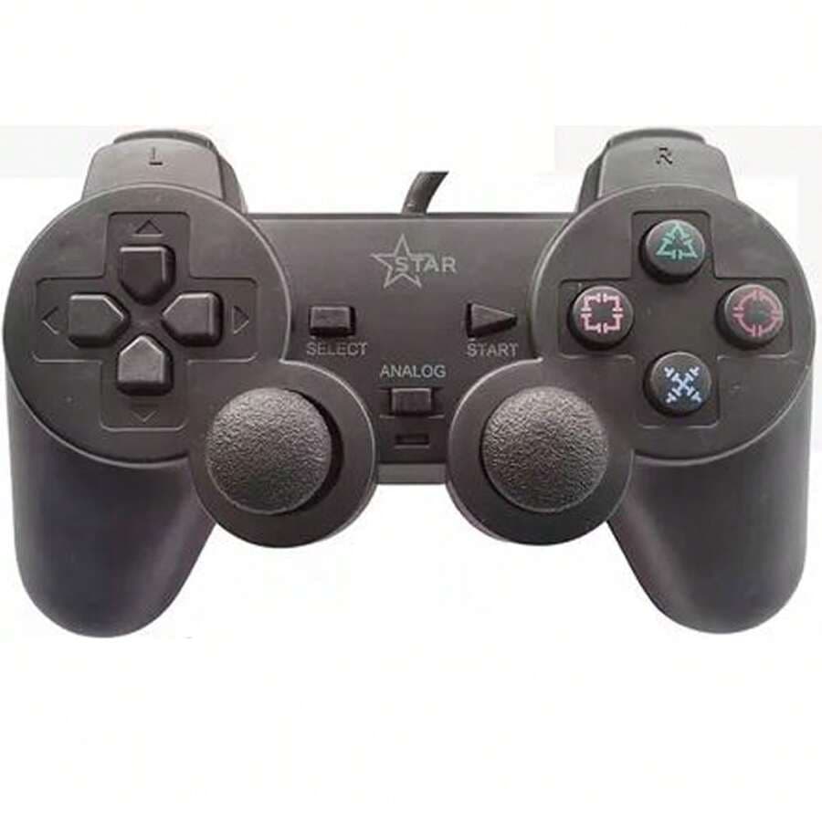 Controle PS2 Playstation 2 Com Fio Preto Joystick Gamepad Controle de Video Game Compatível Dual Shock