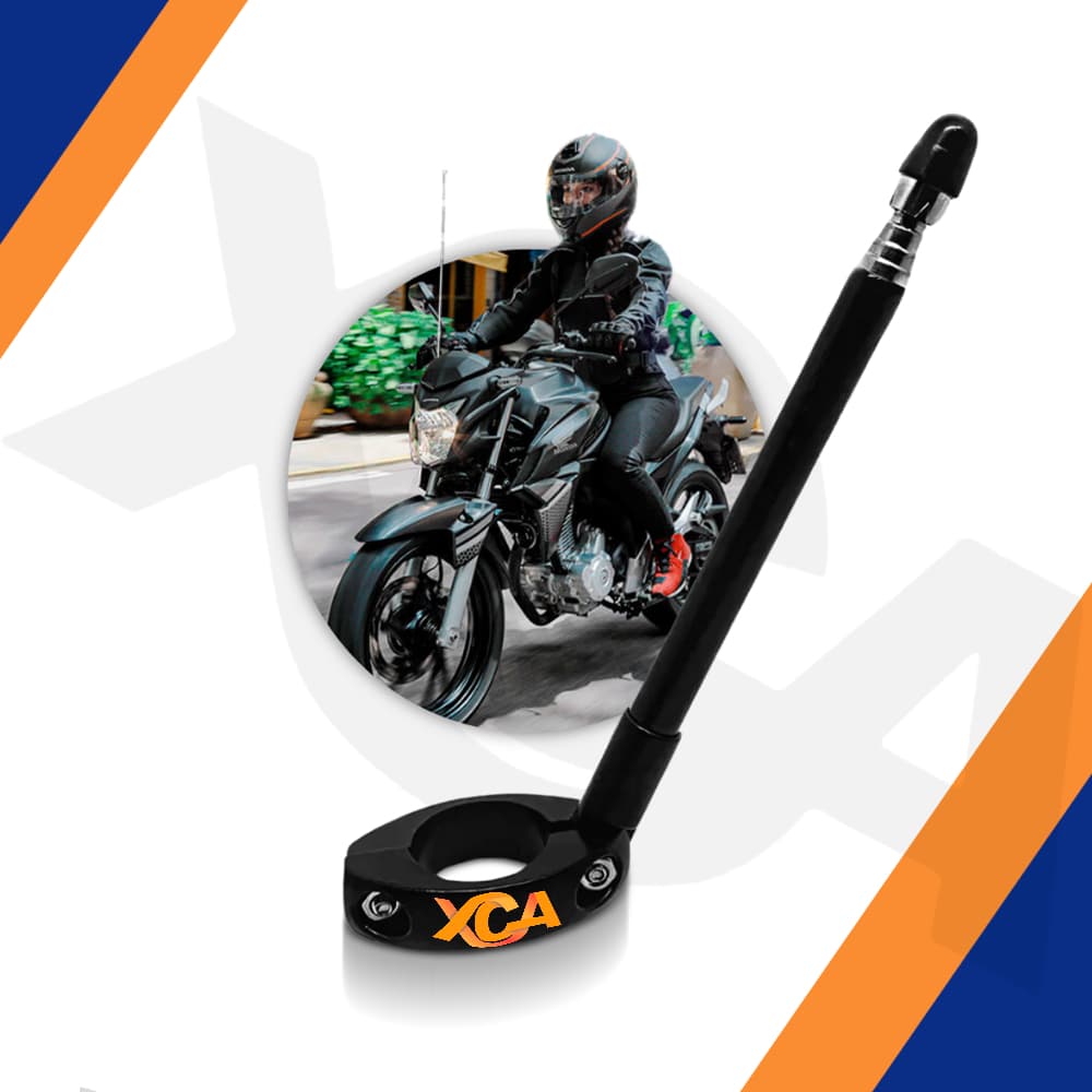 Antena Corta Pipa Retrátil Moto Inox Aço Guidão Anto Cerol 7 Estágios
