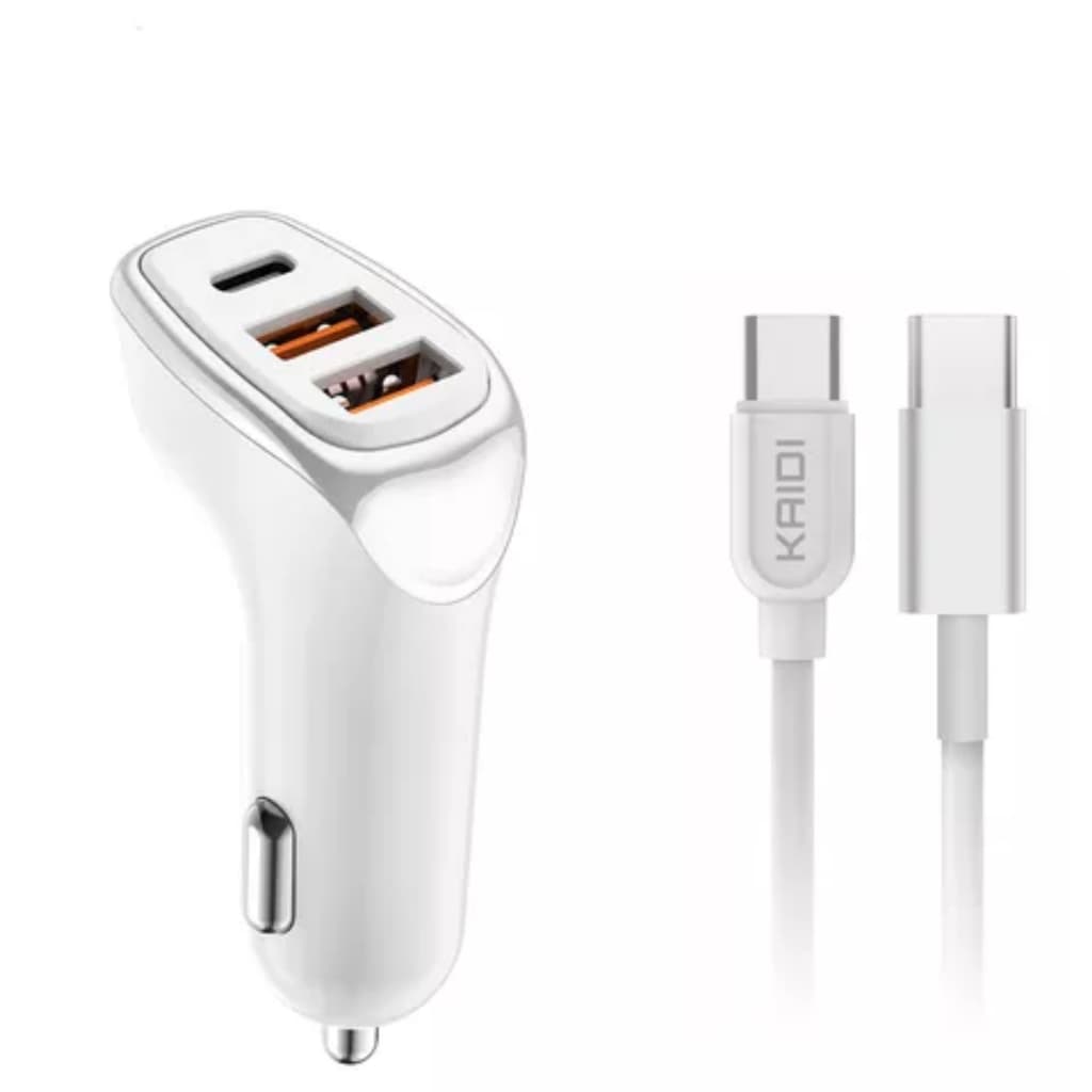 Carregador Veicular Carro Turbo 38w 3 Usb Tipo C Pd Kaidi