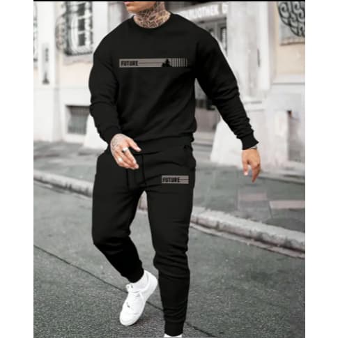 Conjunto Moletom Inverno Gola Redonda e Calça Moletom Com Ajuste Frio Inverno Cordão Future