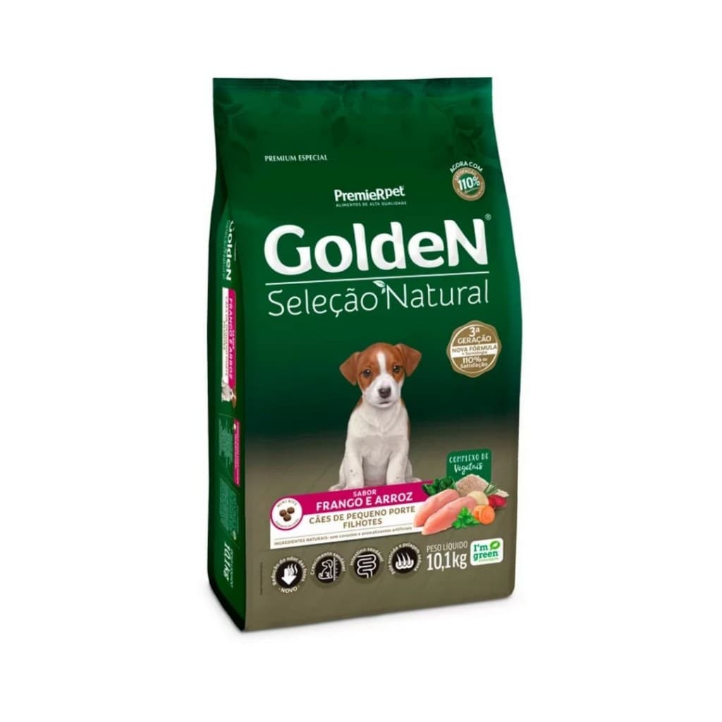 Ração Para Cachorros Filhotes Pequenos Seleção Natural Frango 10,1kg Golden