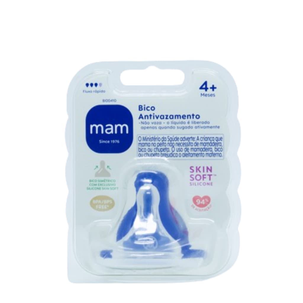 Bico Antivazamento Para Mamadeira MAM 4m+ Fluxo Rápido - Embalagem Unitária