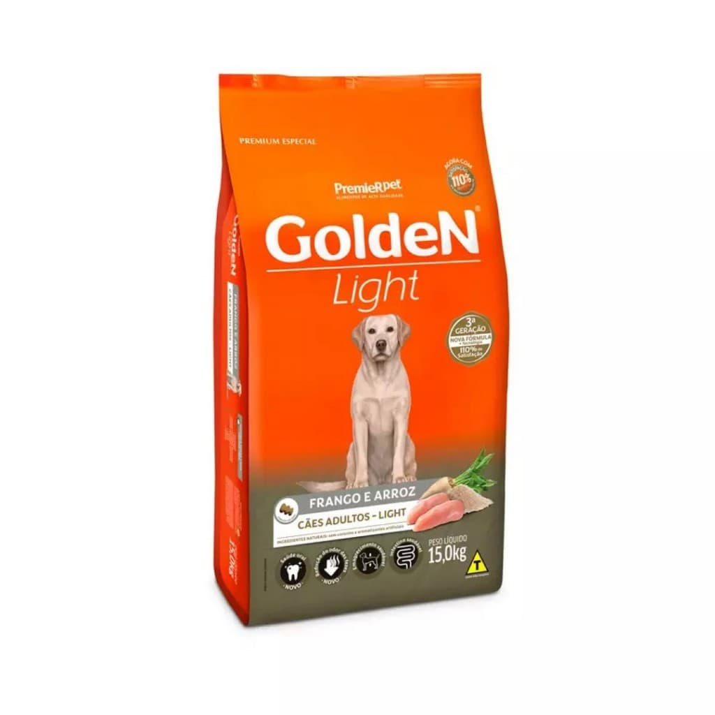 Ração Para Cachorros Adultos Frango E Arroz Light 15kg Golden
