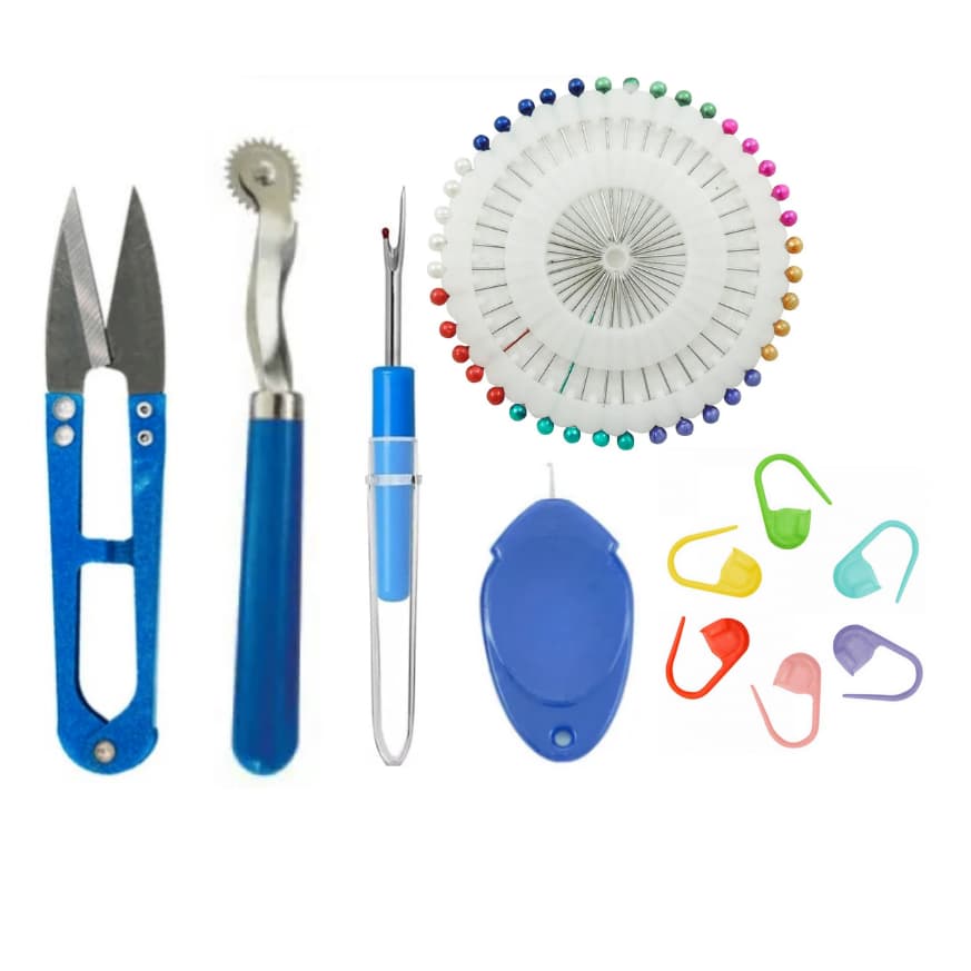 Kit Patchwork Desmanchador de costura Carretilha de tecido Passa linha Marca Ponto Alfinetes