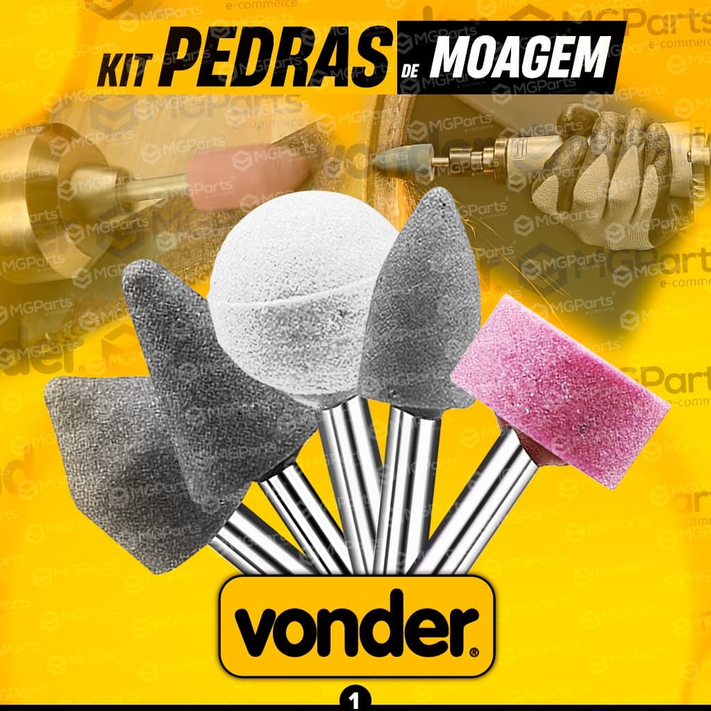 Kit 5 Pedras de Moagem Vonder Profissional para Furadeira Parafusadeira Micro Retífica Original