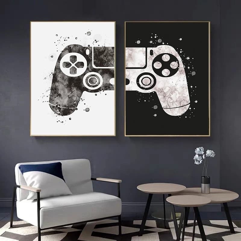 Quadro decorativo  40x60 2 peças video game gamer controle jogos para quarto ou sala