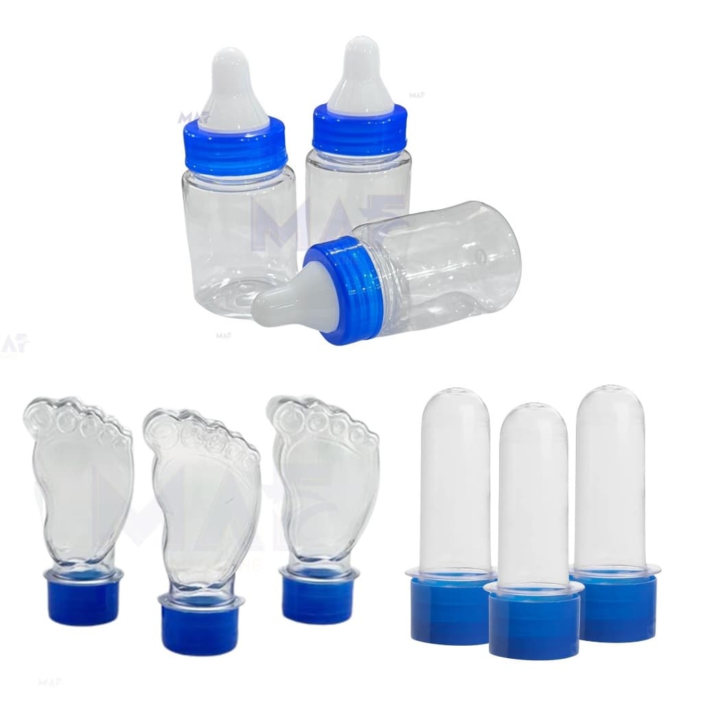 Kit Chá de Bebe 10 Mini Tubete 10 Mamadeira 10 Tubete Pezinho Pé Lembrancinha Fest Chá revelação