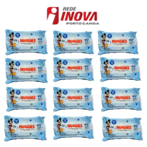 Kit Lenço Umedecido Huggies Tripla Proteção 12 Pacotes de 88 Unidades