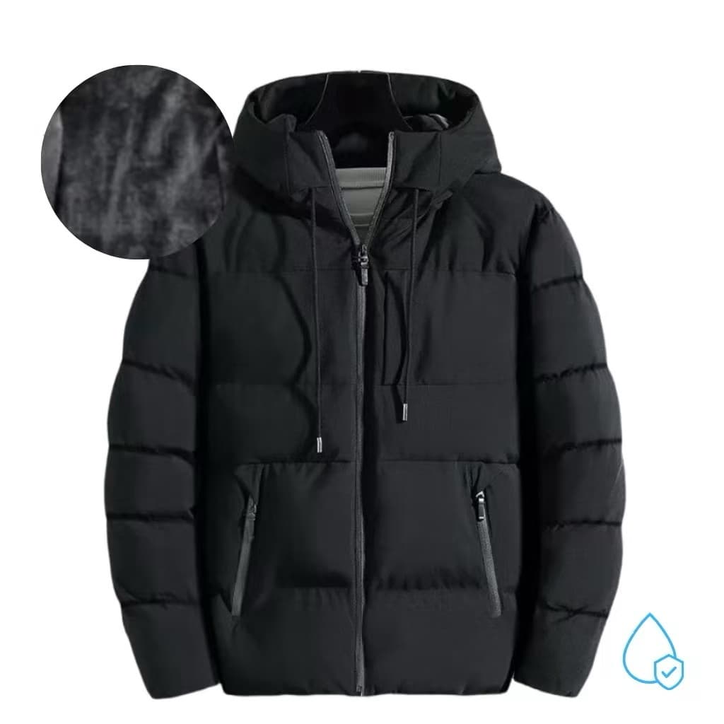 Outono e Inverno Jaqueta Bobojaco Masculina Forrada  Com Capuz E Ziper Cor Liza Preto M AO G5