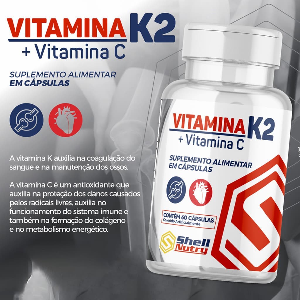 Vitamina K2 C/ Vitamina C Shell Nutry C/ 60 Cápsulas
