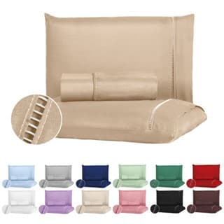 Jogo de Lençol Ponto Palito 03 Peças 400 Fios Cama Casal Queen 1.98m X 1.58m Micropercal
