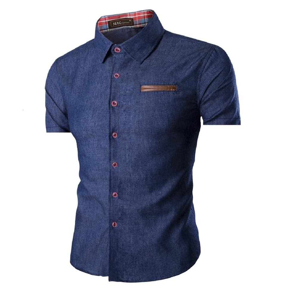 Camisa Social Masculina Manga Curta Slim - Camisete Camisa de Gola