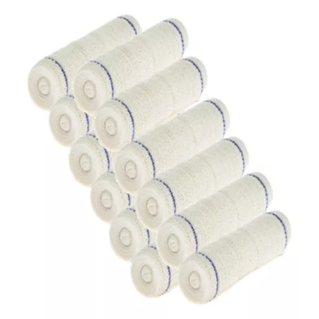 Kit 12 Rolos Atadura Crepom Faixa de 1,8 Metros Curativo Algodão 13 Fios