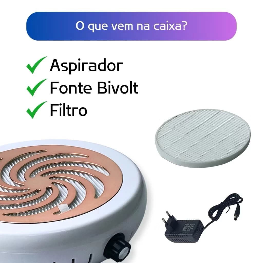 Aspirador Coletor Compacto de pó/Máquinas De Manicure BRUCE , Coletor De Pó Profissional De Unhas De 45000 RPM