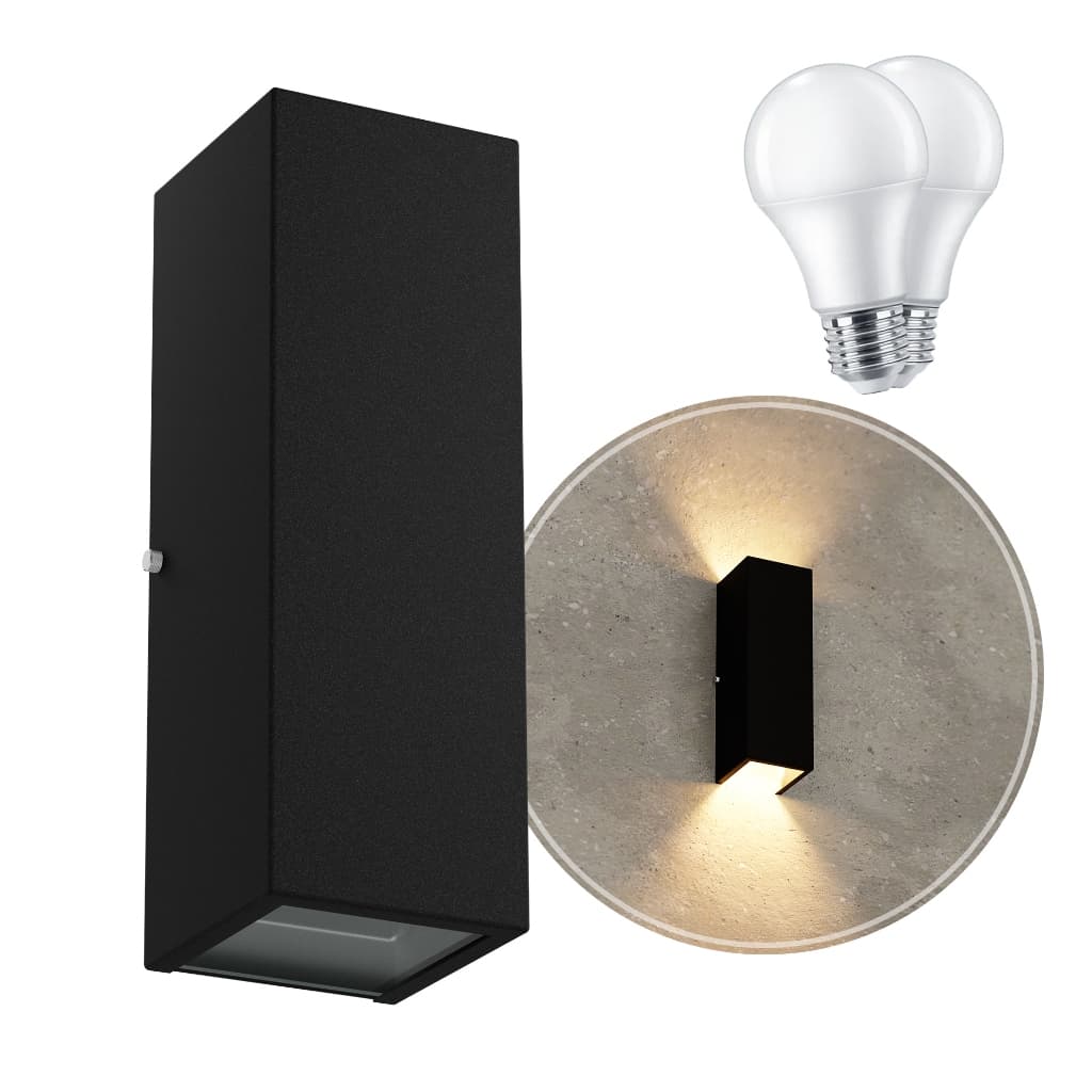Arandela Externa Grande 30CM E27 Luminária de Parede em Alumínio + 2 LED MF145