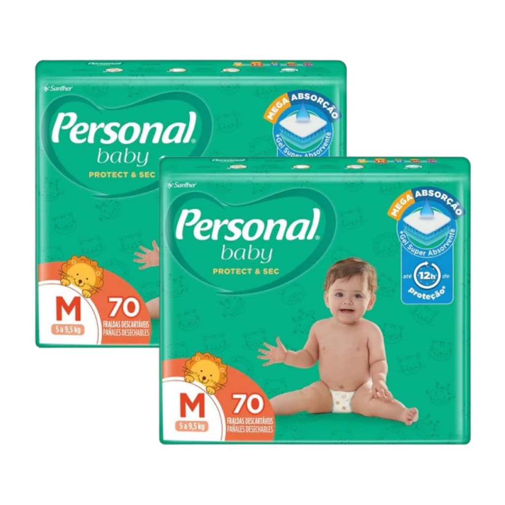 Fralda Descartáveis na Promoção Kits com 2 Pacotes Personal Baby Hiper - Todos os tamanhos