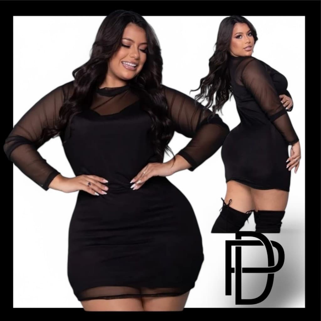 DRAPA PLUS -  VESTIDOS PLUS SIZE DE TULE COM VESTIDO TUBINHO