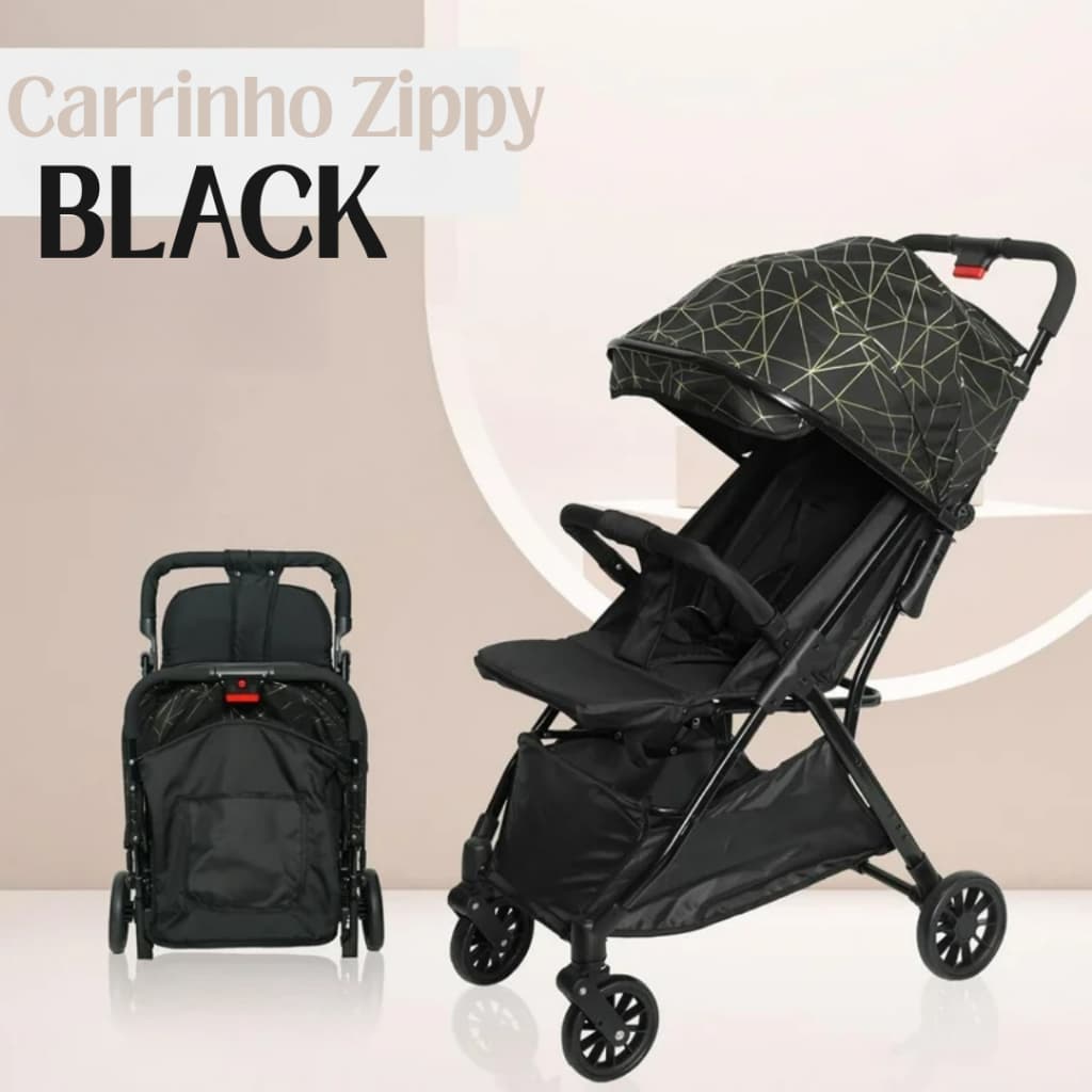 Carrinho de Bebê Passeio Infantil Retrátil Black ou Grey até 15kg - Zippy