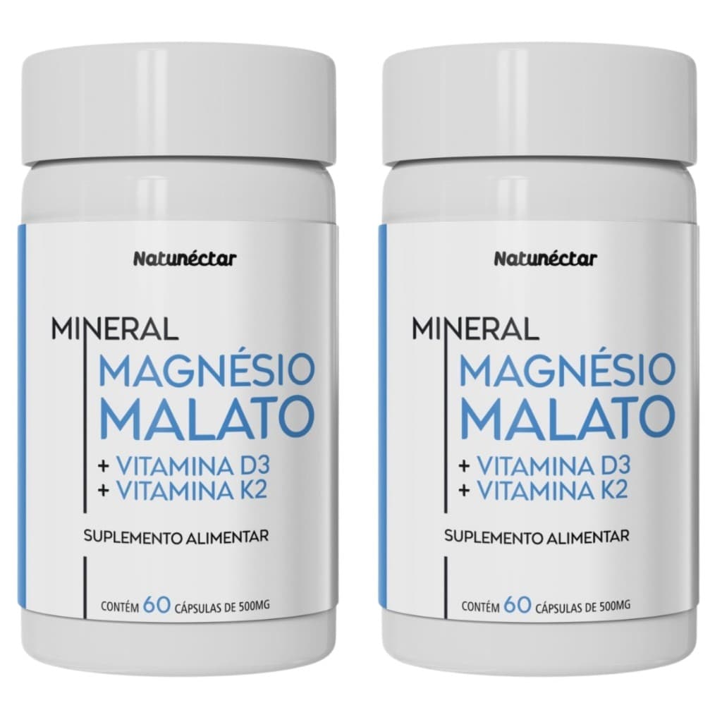 Kit Combo 2 Magnésio Malato + Vitamina D3 + Vitamina K2 - Total 120 Cápsulas Natunéctar