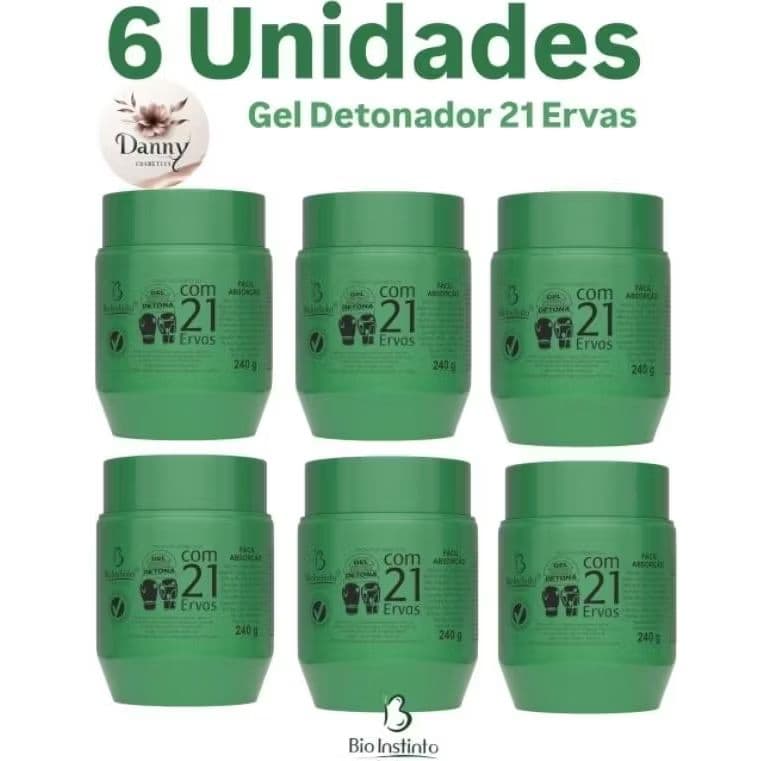 Kit 6 Gel Massageador Detona 21 Ervas com Sebo de Carneiro 240g - Bio Instinto