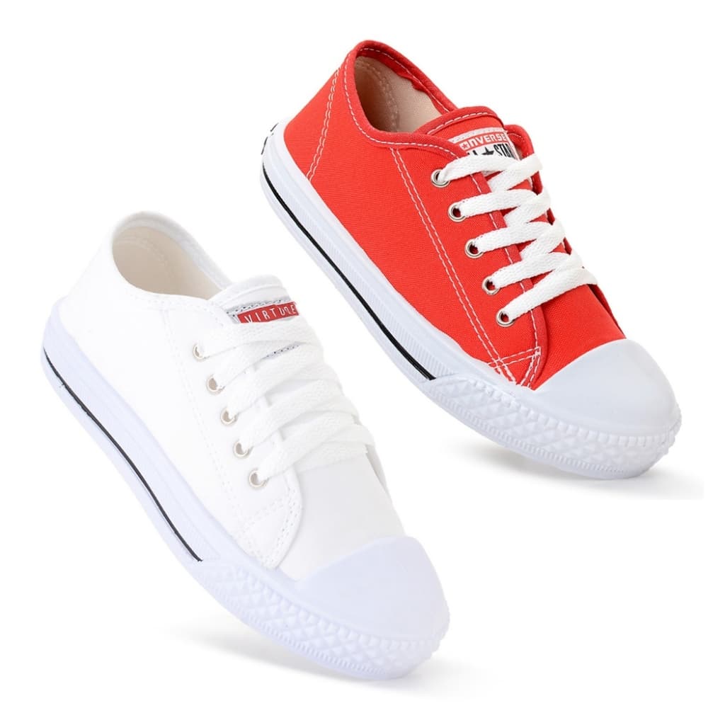 Kit 2 Pares Tênis Casual Star Infantil Menina e Menino Feminino e Masculino Macio Confortável Escolar Macio Confortável
