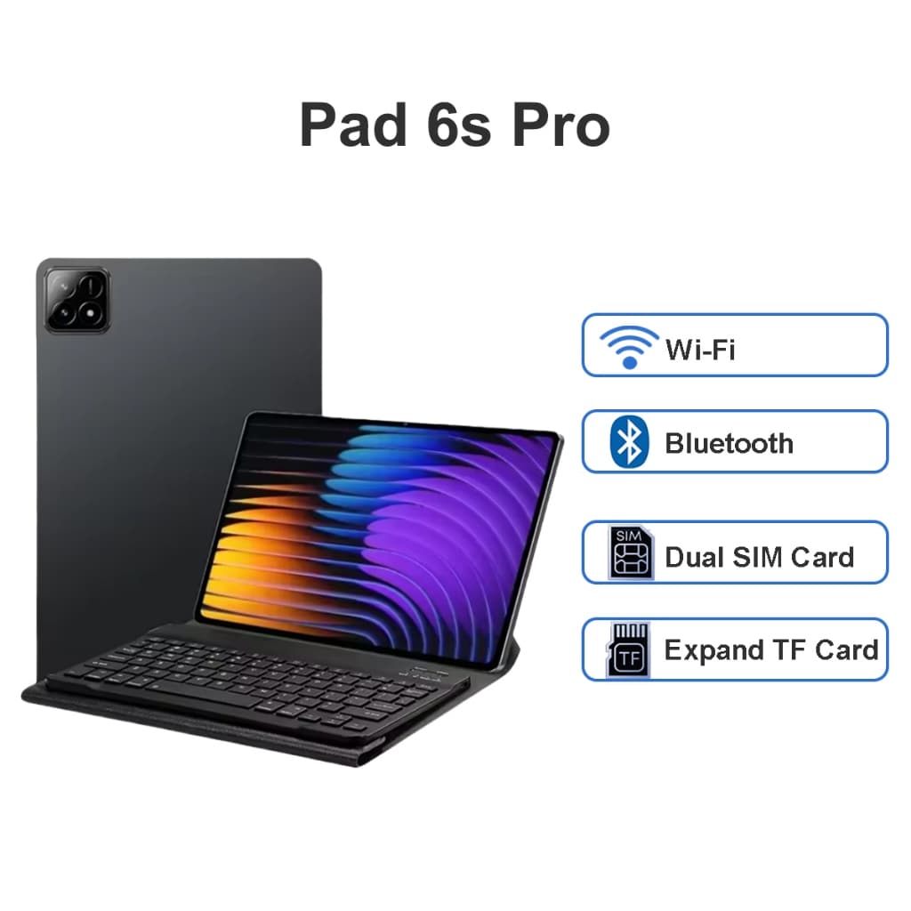 Pad 6S Pro Android Tablet PC Android 13 10.1inches 12GB RAM 512GB 3G 4G LTE Internet Wi-Fi Bluetooth