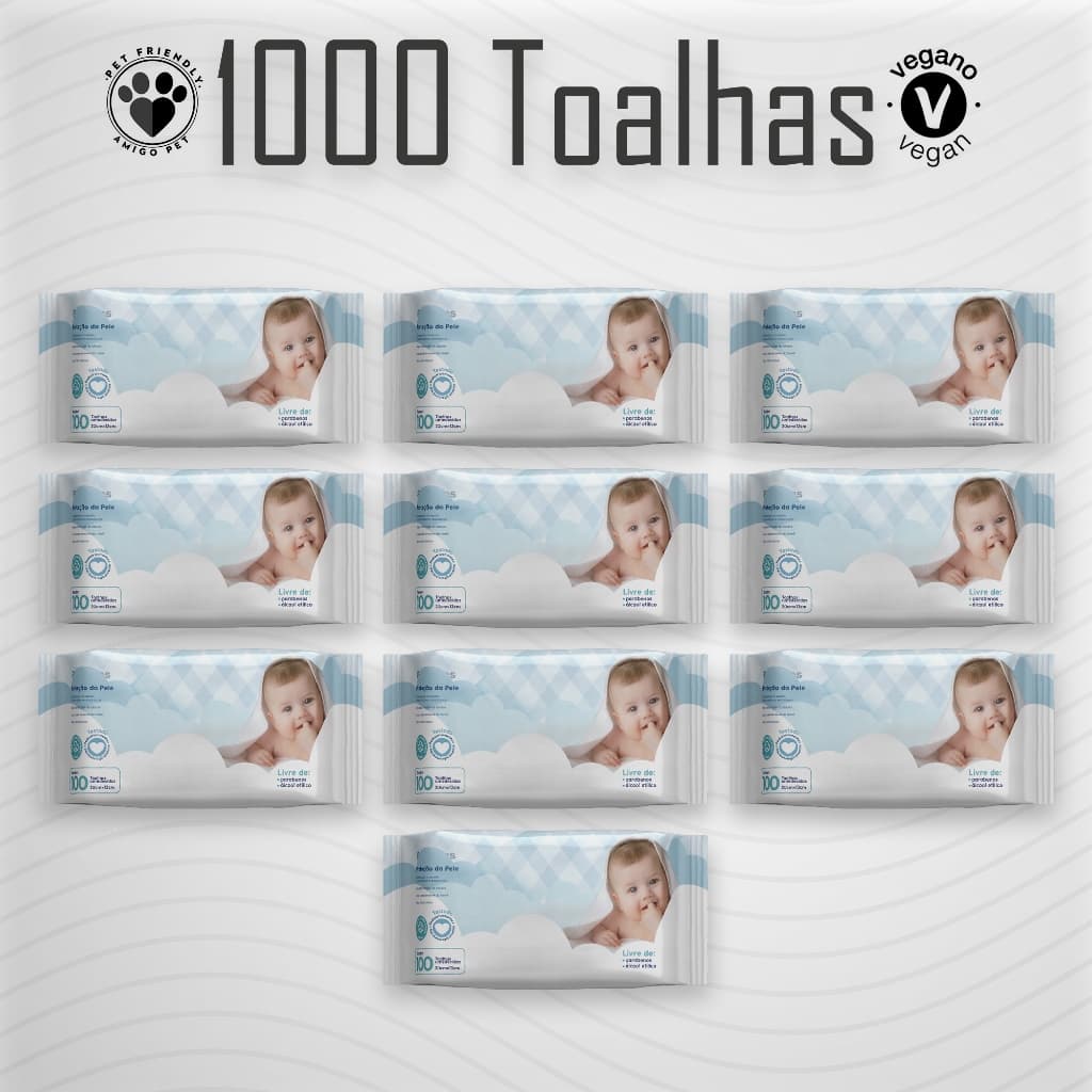 Kit 10 Toalhas Umedecidas Gió Baby 100 Folhas 98% Água Lenço Umedecido