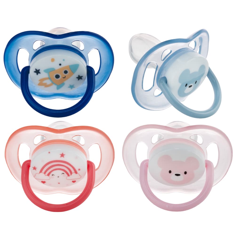 Chupeta Ortodôntica para Bebê +6 Meses com Alça Bico Silicone Macio Ventilação Extra Menino Menina