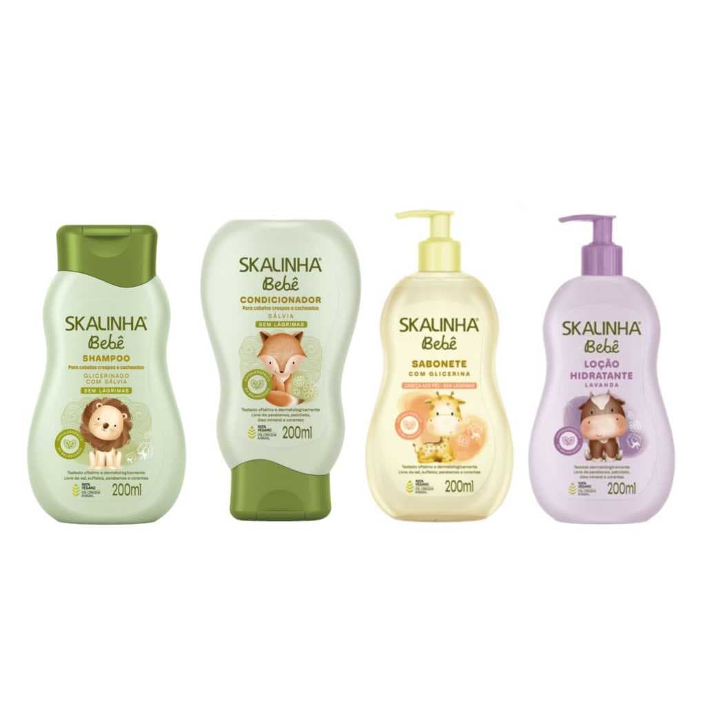 Kit Skalinha Salvia Glicerinado Shampoo Condicionador Sabonete Liquido e Hidratante