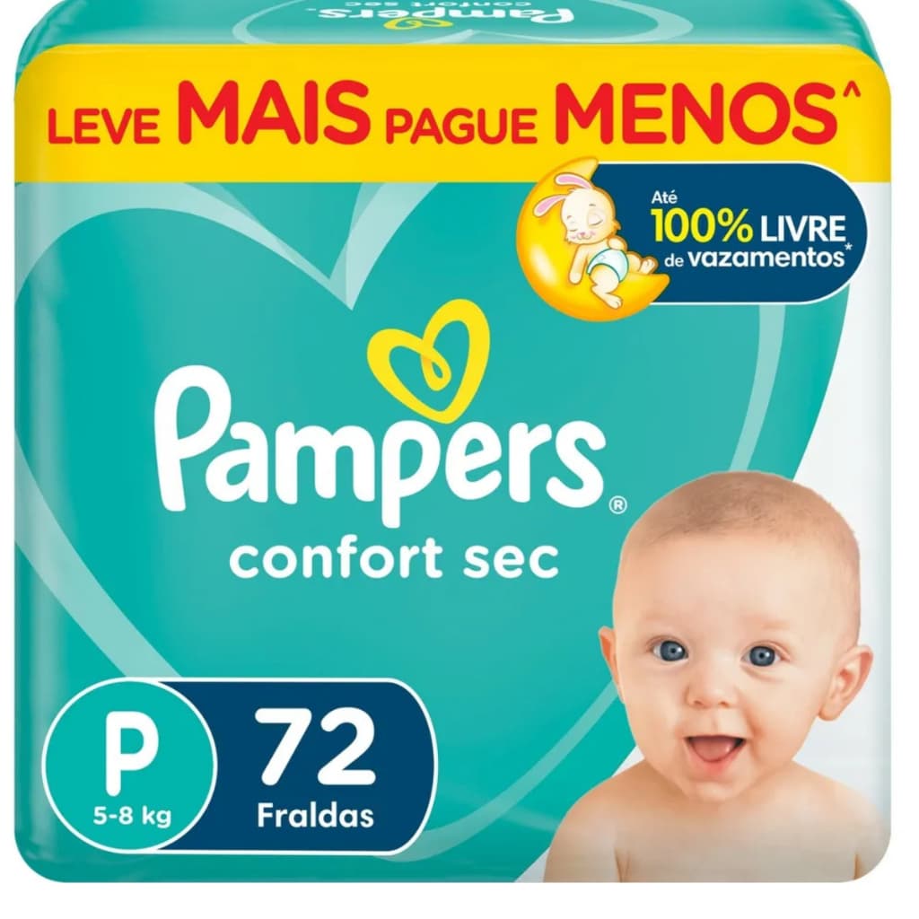 kit 02 pacotes Fralda Pampers Confort Sec P 72 Unidades