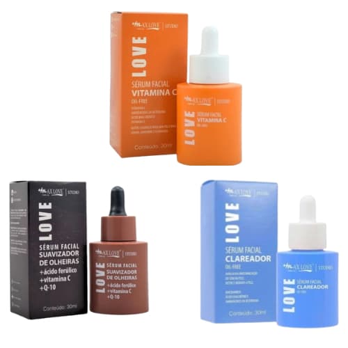 Kit Sérum Facial - Vitamina C 10 em 1, Suavizador de Olheiras e Clareador - Max Love
