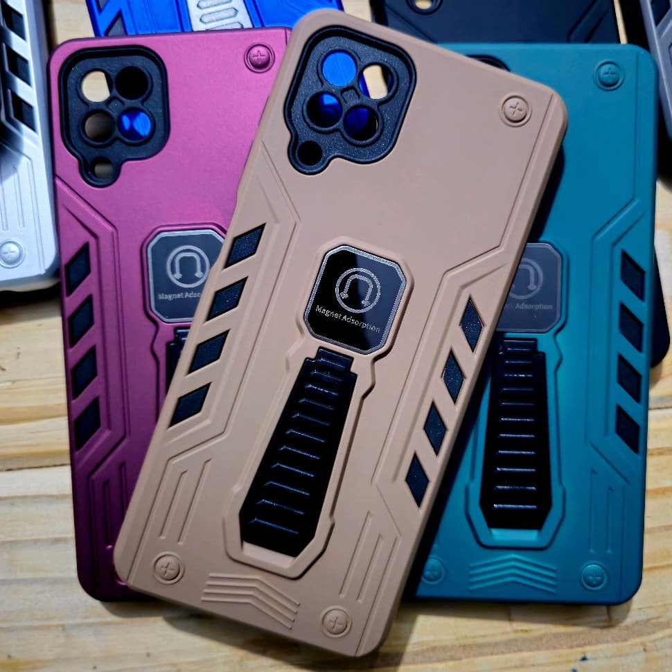 Capa capinha anti impacto silicone com Suporte para Samsung A12 / Capa para Samsung M12 - Magnético