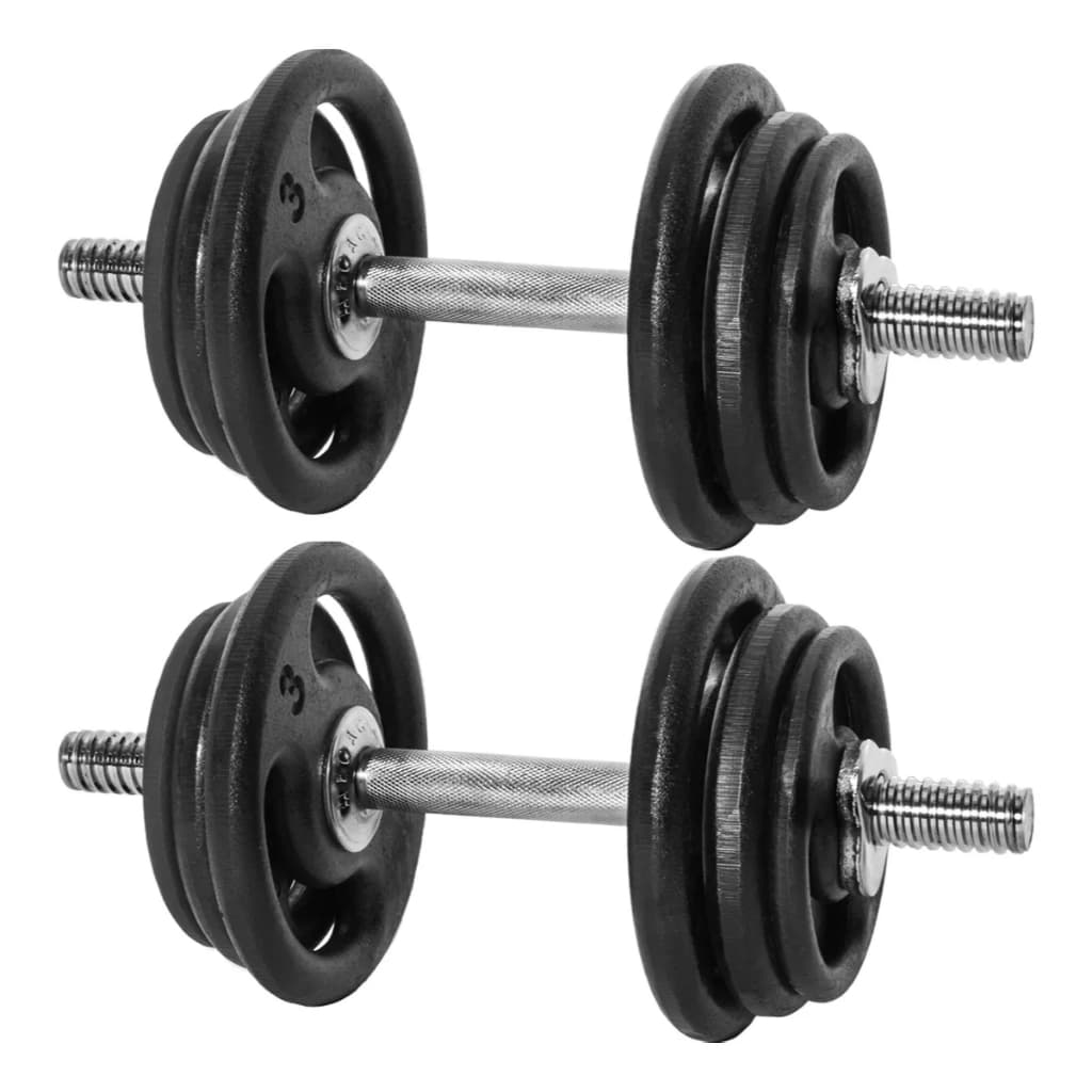 Kit Treino Musculação Halteres Barra Maciça + Anilha Pintada Peso De Academia
