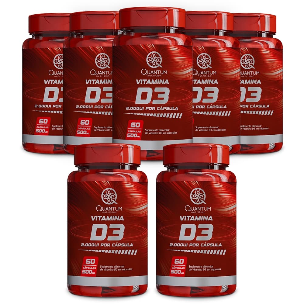 Kit 7x Suplemento Alimentar em cápsulas Vitamina D3 2000ui 500mg (60 cápsulas) - Quantum