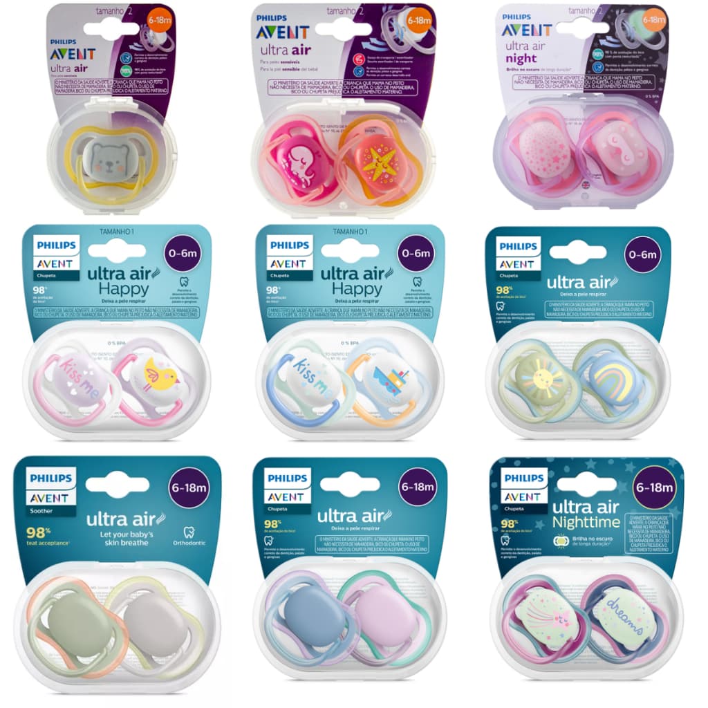 Chupeta Ultra Air Bico Simétrico Avent Philips 0-6m 6-18m 18m+ Todos Tamanhos