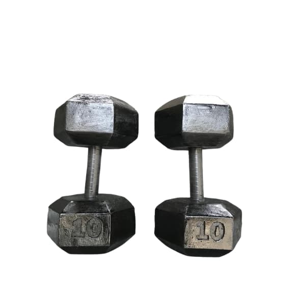 Par Halter 10 kg Sextavado de Concreto "2 UNIDADE" - Treino em Casa - Pesos de Academia " Numerado"