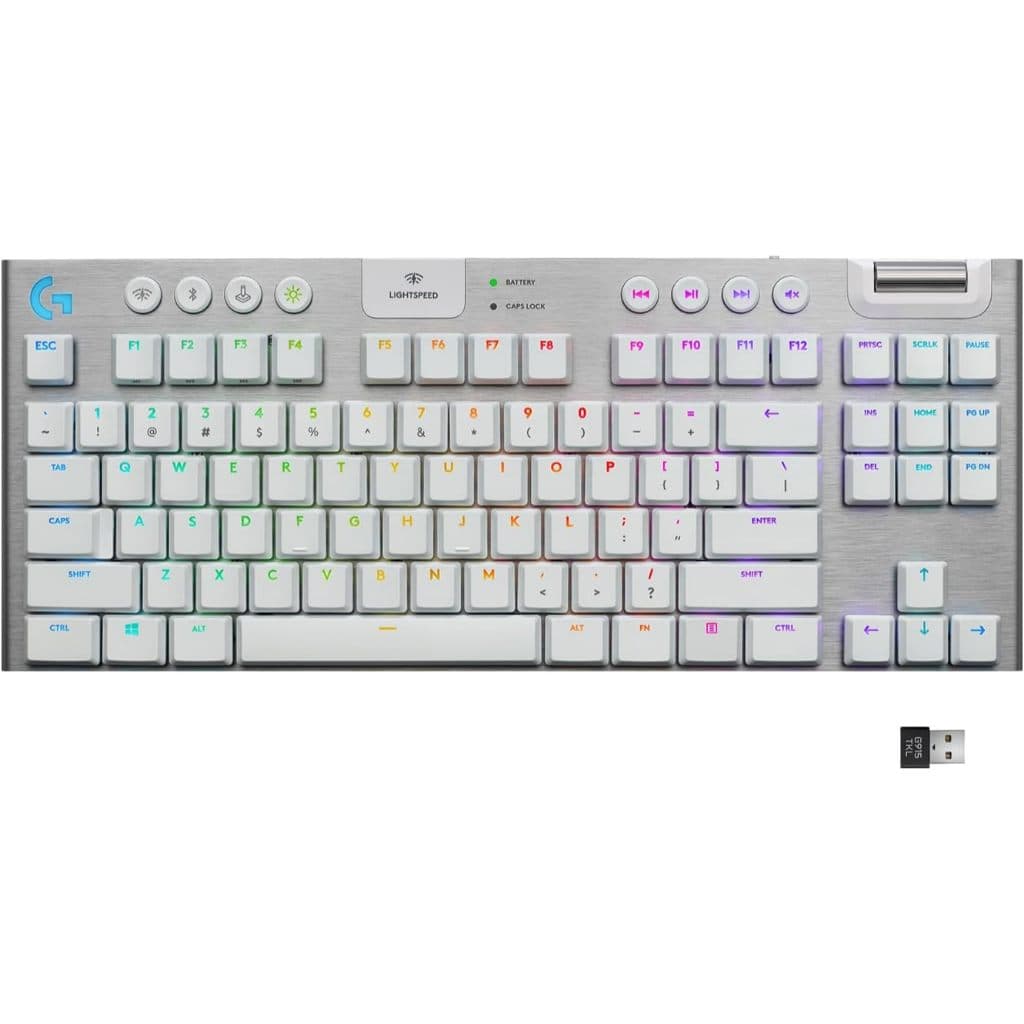 TECLADO LOGITECH G915 TKL GAMER MECANICO SEM FIO RGB USB E BLUETOOTH SWITCH GL TACTILE LAYOUT US
