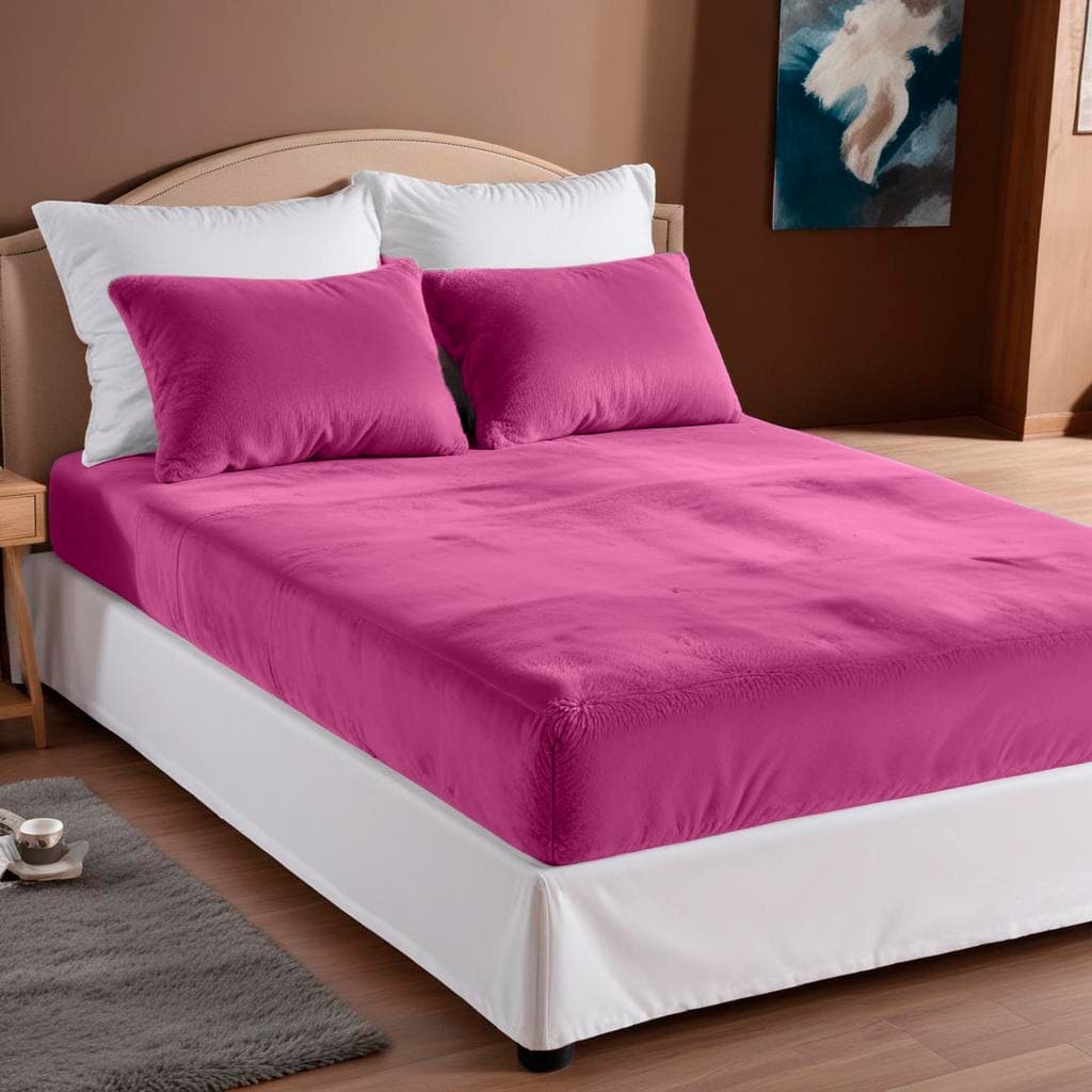 Jogo De Lençol Casal / Queen / King 3 Peças Plush Manta Flannel - Pink