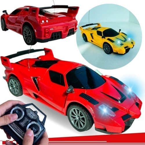 Carrinho de Controle Remoto Sem Fio com 4 funções Ferrari Lamborghini Vermelho Amarelo