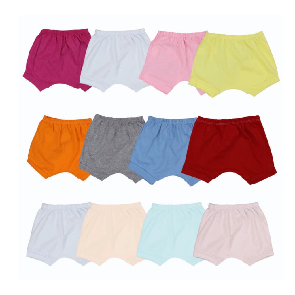 Kit 4 Short Tapa Fralda Liso para Bebê 100% algodão Cores Sortidas