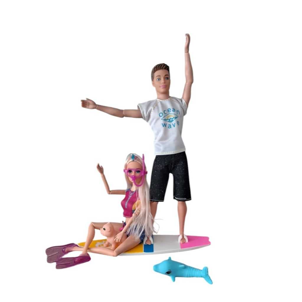Brinquedo Boneca Tipo Barbie Ken Surfista Acessórios Articulada Com Roupinhas e Acessórios Presente