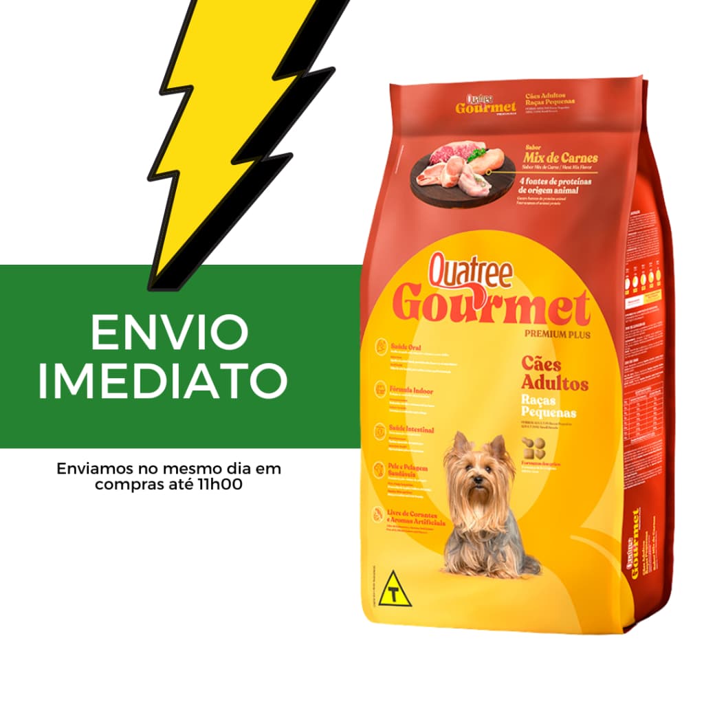 Ração p/ cachorro Premium Quatree Gourmet MIx de Carnes Adultos Raças Pequenas - Envio Imediato