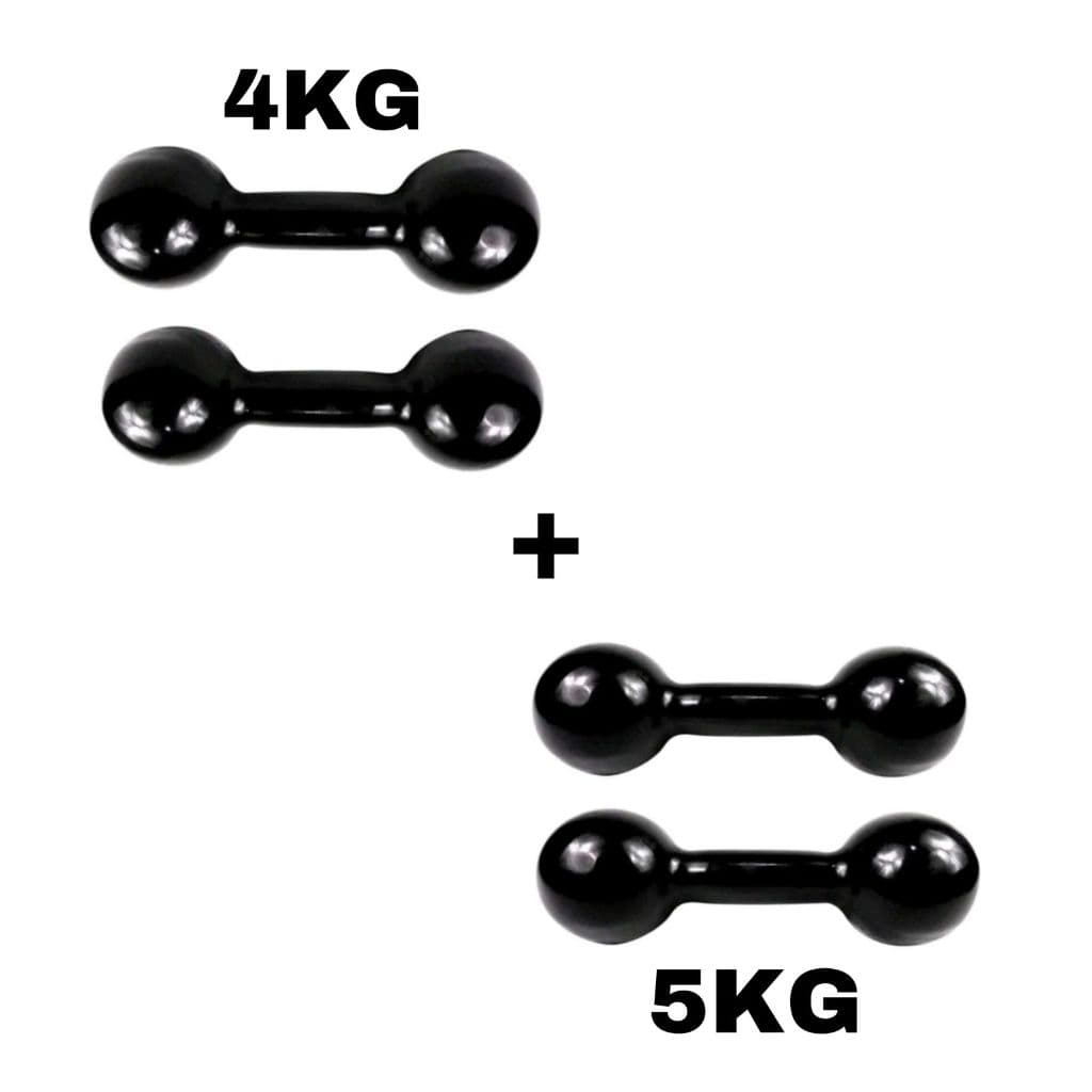 KIT 2 PARES DE HALTER EMBORRACHADO, REVESTIDO PARA TREINOS E MUSCULAÇÃO - 4KG / 5KG