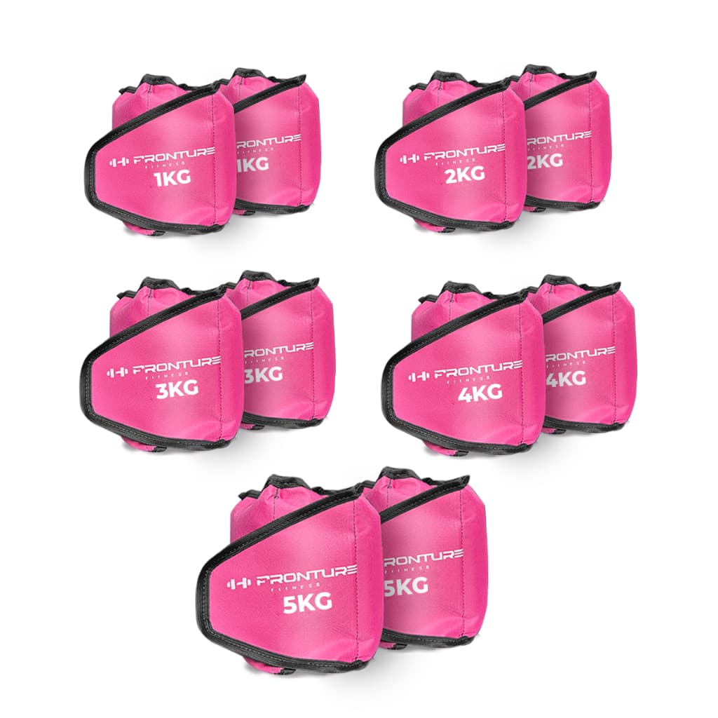 KIT Caneleira de Peso Tornozeleira 1KG ao 5KG P/ Treino Funcional Perna Exercicios Musculação ROSA