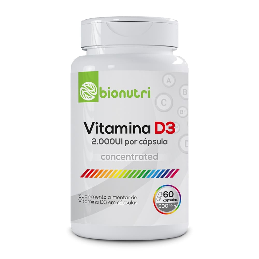 Suplemento Alimentar em cápsulas Vitamina D3 2.000ui 500mg (60 cápsulas) - Bionutri