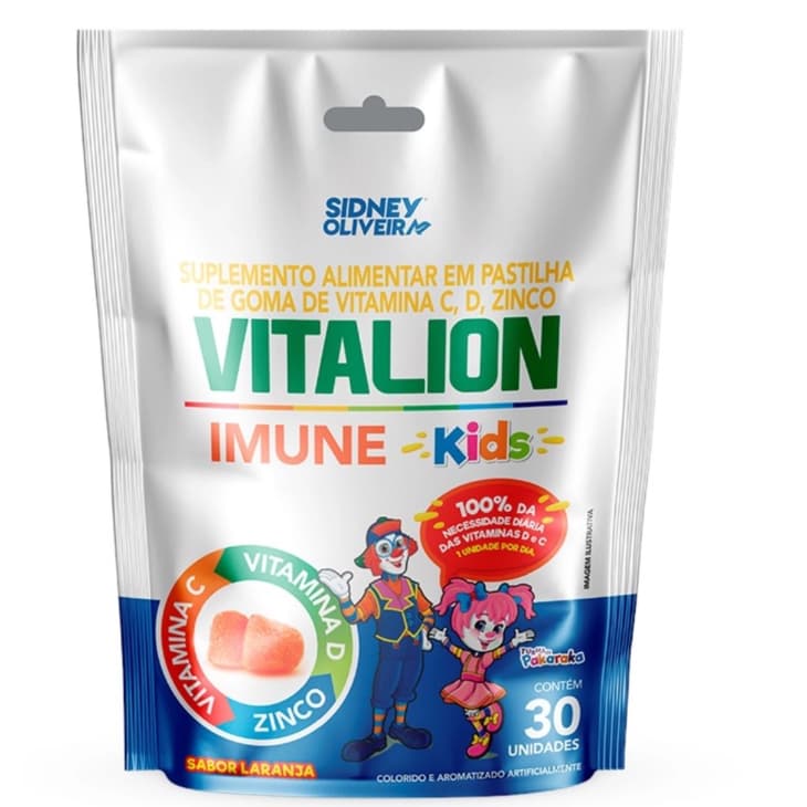 VITAMINA  INFANTIL IMUNE KIDS VITAMINA C + VITAMINA D + ZINCO -30 GOMAS SIDNEY OLIVEIRA