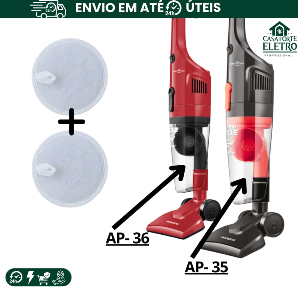 Kit com 2 Filtros Compatíveis Aspirador Mondial Turbo Cycle AP-35 e AP-36 | Alta Qualidade, Durabilidade superior