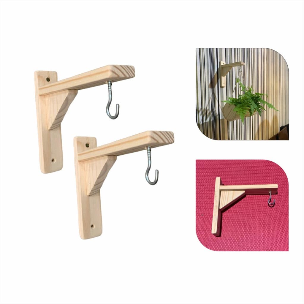 Kit 2 Suporte Mão Francesa Com Gancho Plantas Flores Floreira Suspensas Parede