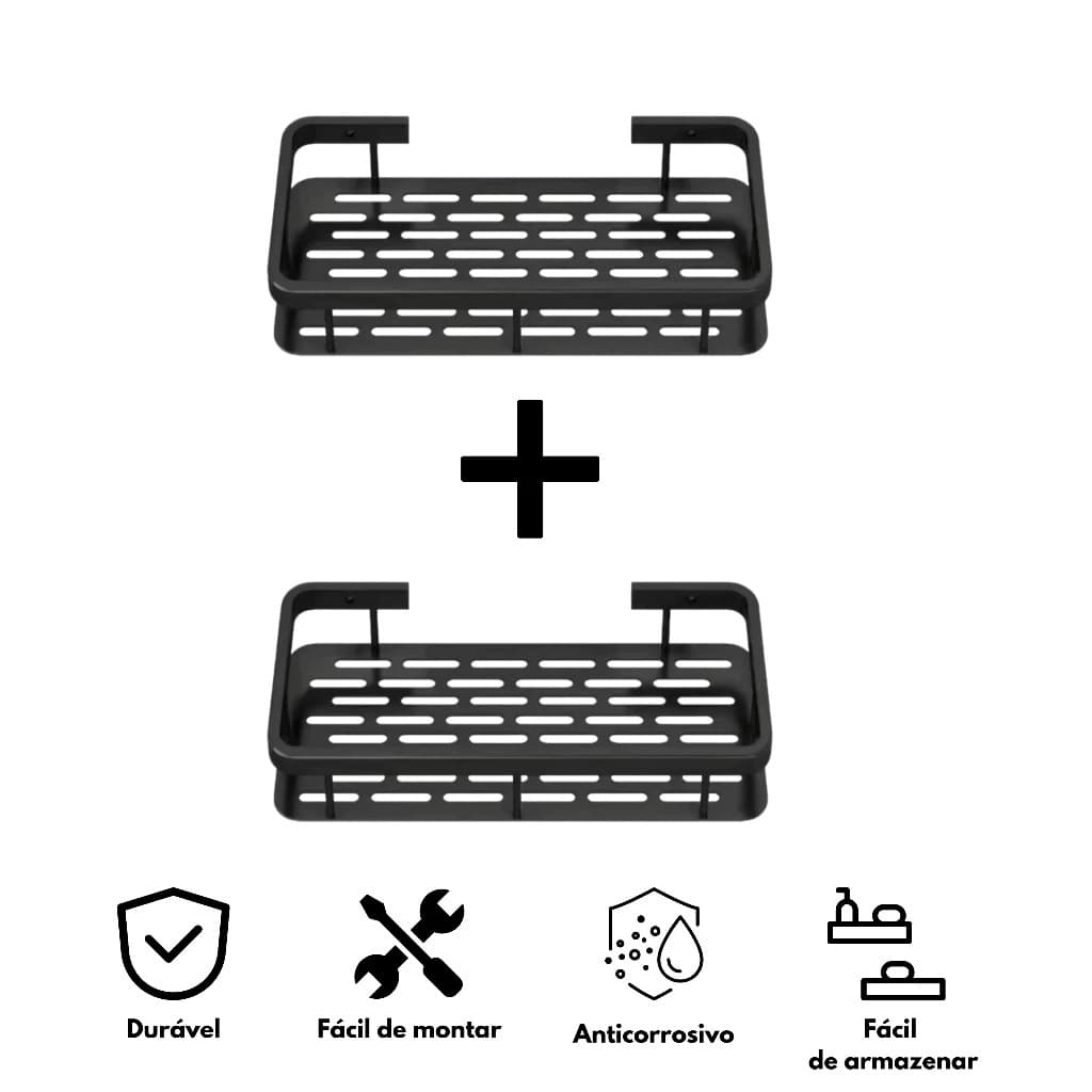 Kit de 2 Prateleira Organizador De Parede Aluminio Suporte De Adesivo Sem Furos Moderno
