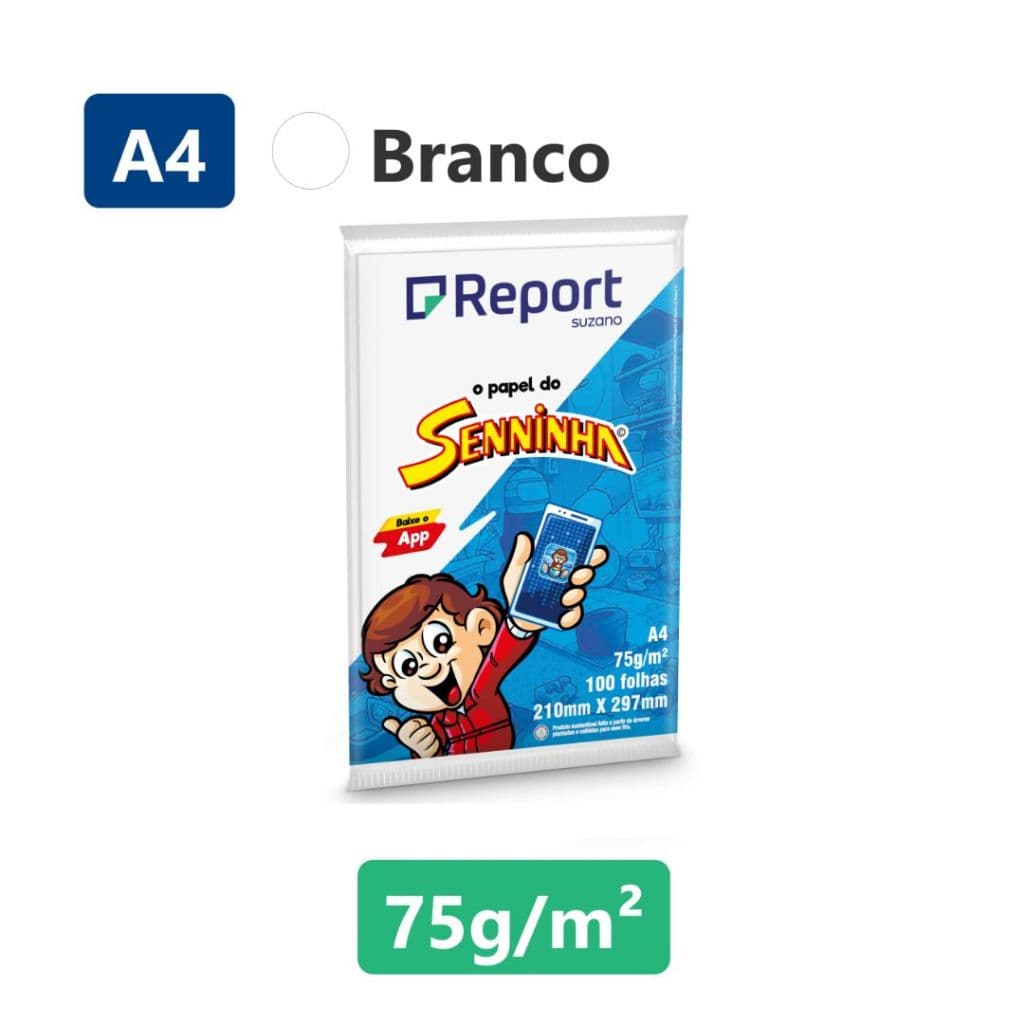 Papel Sulfite A4 210 x 297 mm 100 Folhas Brancas (1, 2, 3, 4 e 5  Unidades) - Report